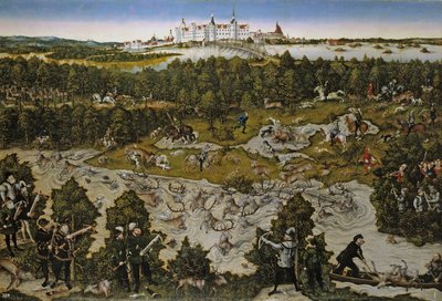 Caça em homenagem ao imperador Fernando I no castelo de Torgau de Lucas Cranach the Elder