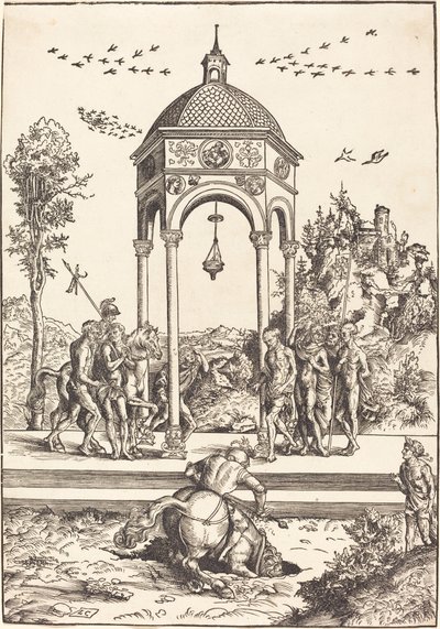 Marcus Curtius mergulhando no abismo de Lucas Cranach the Elder