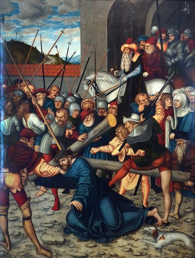 Ciclo da Paixão - Cristo carregando a cruz de Lucas Cranach the Elder