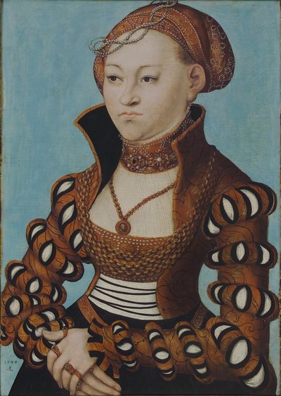 Retrato da princesa Maria da Saxónia com coroa nupcial de Lucas Cranach the Elder