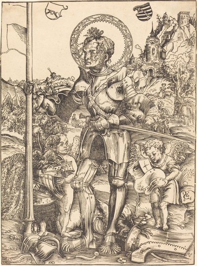 São Jorge em pé, com dois anjos de Lucas Cranach the Elder