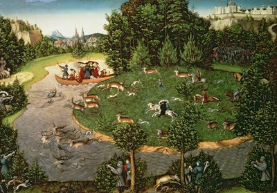 Caça ao Veado do Eleitor Friedrich III, o Sábio, 1529 (painel) de Lucas Cranach the Elder