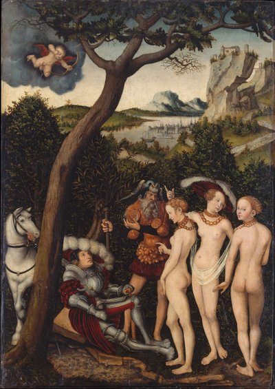 O Julgamento de Paris, ca 1528 de Lucas Cranach the Elder