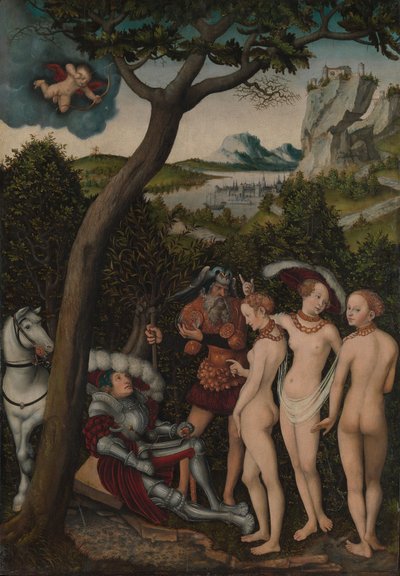 O Julgamento de Paris, ca. 1528 de Lucas Cranach the Elder