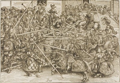 O Terceiro Torneio, com Cavaleiros Quebrando Lanças de Lucas Cranach the Elder