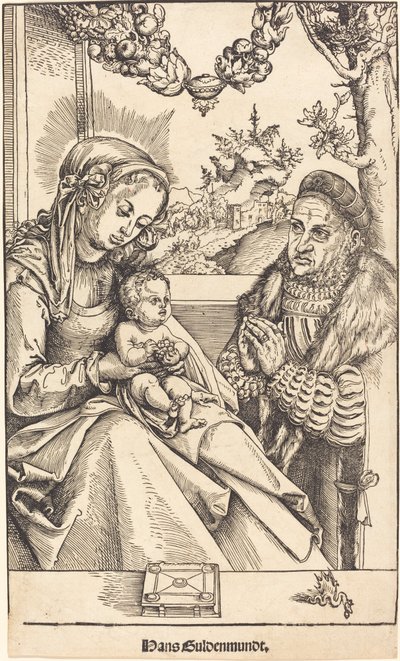 A Virgem e o Menino Adorados por Frederico, o Sábio da Saxônia de Lucas Cranach the Elder
