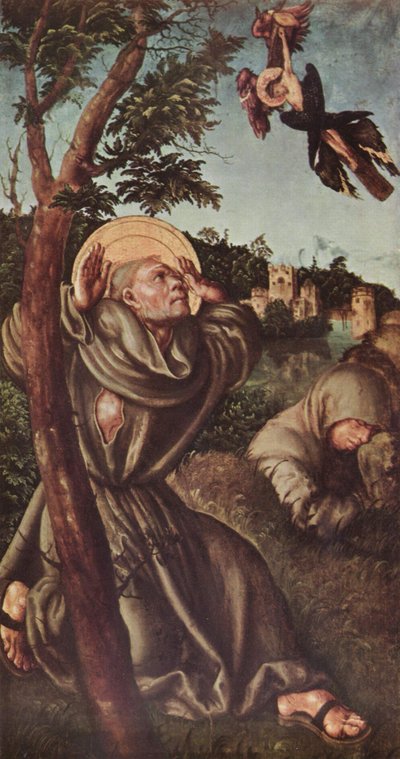 Alemão: Die Stigmatisation des hl. Franziskus A estigmatização de São Francisco de Lucas Cranach the Elder and workshop