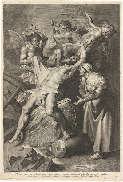 Job atormentado por demônios e abusado por sua esposa de Lucas Emil Vorsterman after Sir Peter Paul Rubens