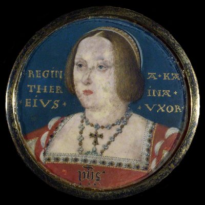 Retrato da rainha Catarina de Aragão 1485-1536, c. 1525 de Lucas Horenbout or Hornebault