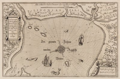 Carta náutica do Golfo de Riga, Cartografia. de Lucas Jansz. Waghenaer