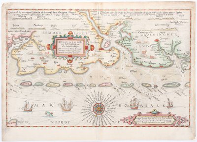 Mapa de 1584 da Frísia Oriental de Waghenaer de Lucas Janszoon Waghenaer