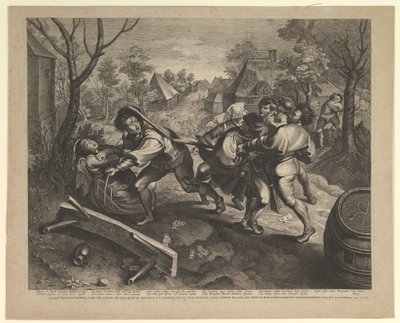 Camponeses brigando por um jogo de cartas. de Lucas Vorsterman