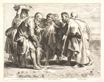 St. Peter encontra a moeda do tesouro em um peixe de Lucas Vorsterman