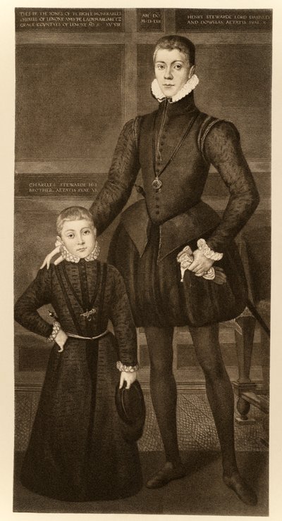 Henry, Lord Darnley (1545-1567) e seu irmão Charles (1555-1576) de "James I e VI", impresso por Manzi Joyant e companhia Paris, 1904 (collotype) de Lucas de Heere