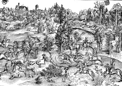 Caça ao veado no campo de Lucas the Elder (after) Cranach