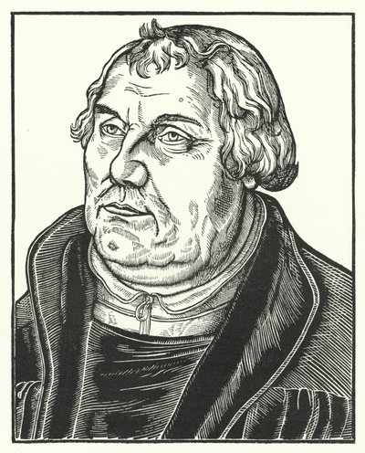 Retrato do reformador protestante alemão Martinho Lutero em vida posterior (gravura) de Lucas the Elder (after) Cranach