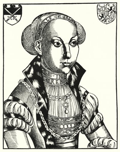 Sybille de Cleves, consorte de John Frederick I, Elector of Saxony (gravura) de Lucas the Elder (after) Cranach