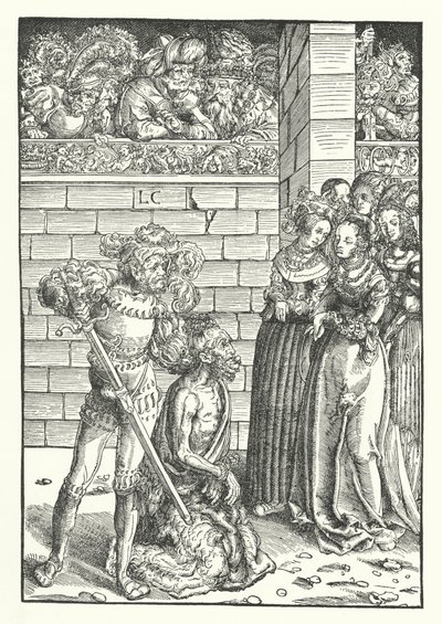 A decapitação de São João Batista (gravura) de Lucas the Elder (after) Cranach