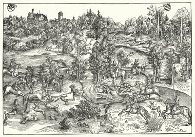 A caça ao veado (gravura) de Lucas the Elder (after) Cranach