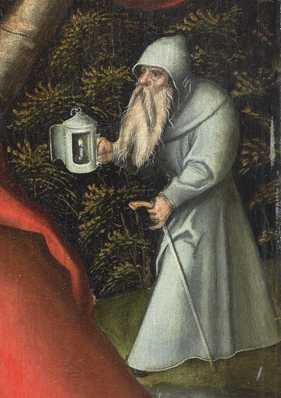 São Cristóvão carregando o Menino Jesus (óleo no painel) de Lucas the Elder (workshop of) Cranach