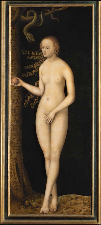 Eva. Lado exterior das asas de um altar ... (óleo sobre madeira) de Lucas the Elder Cranach