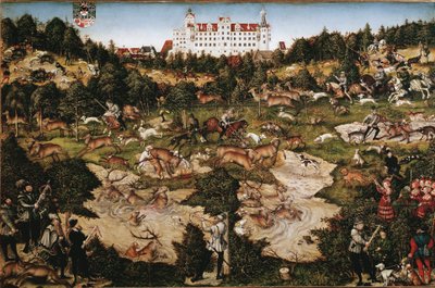 Caça em honra de Carlos V no Castelo de Torgau (Pintura de Lucas the Elder Cranach