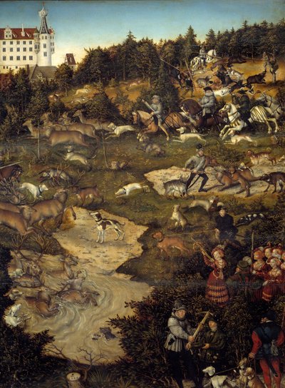 Caça em honra de Carlos V no Castelo de Torgau (Alemanha). Detalhe. Pintura de Lucas Cranach (1472-1553) de Lucas the Elder Cranach