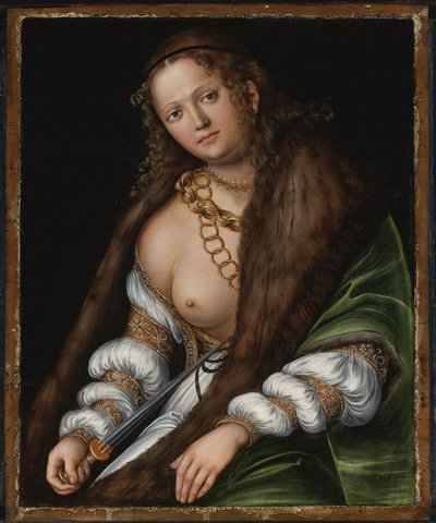 Lucrece - Lucretia par Cranach, Lucas, o Ancião (1472-1553). Óleo sobre madeira, tamanho : 60,3x48,9, , Colecção Privada de Lucas the Elder Cranach