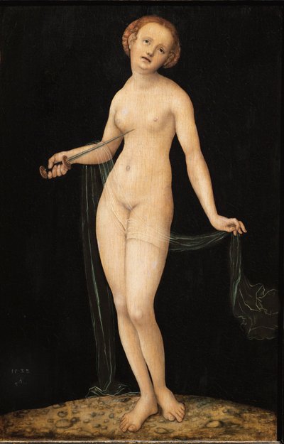 Lucretia, nobre romana e esposa de Tarquinius Collatinus (têmpera sobre madeira) de Lucas the Elder Cranach