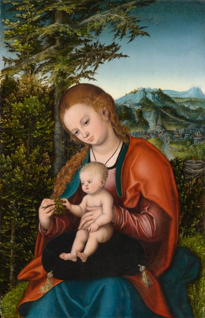 Madonna and Child in a Landscape, c.1518 (óleo sobre painel) de Lucas the Elder Cranach