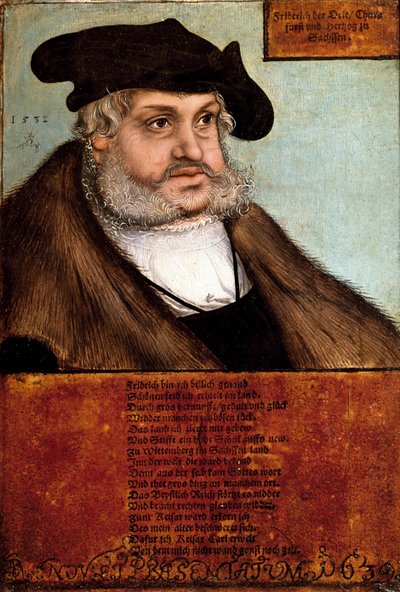 Retrato de Frederic III, o Sábio, Grande Eleitor da Saxônia (Pintura de Lucas the Elder Cranach