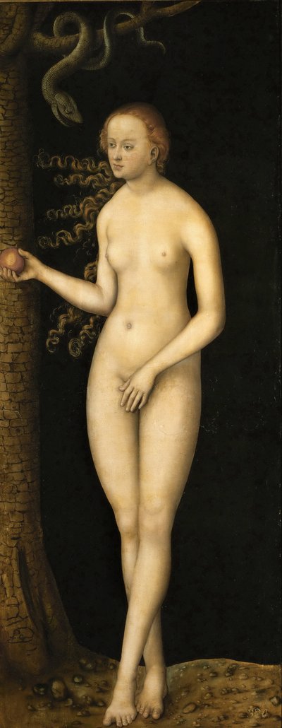 Renascença: A Queda do Homem: Eve par Cranach, Lucas, o Ancião (1472-1553), ca. 1510-1520. Óleo sobre madeira de Lucas the Elder Cranach