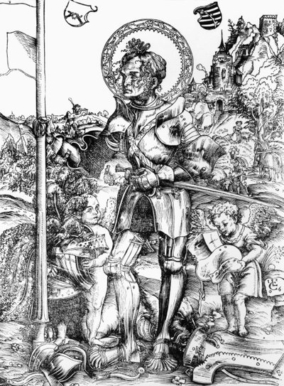 São Jorge (xilogravura) (foto a p-b) de Lucas the Elder Cranach