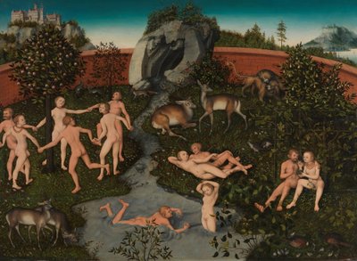 A Idade do Ouro, c.1534 (óleo sobre madeira) de Lucas the Elder Cranach