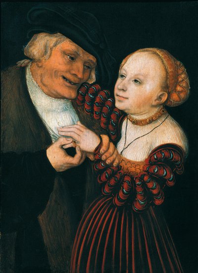 The Old Man and the Young Woman (Der Alte und das Madchen), c.1530 (oil on canvas) de Lucas the Elder Cranach