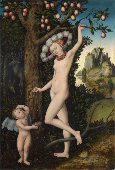 Vénus e Cupido, c.1525 (óleo sobre madeira) de Lucas the Elder Cranach