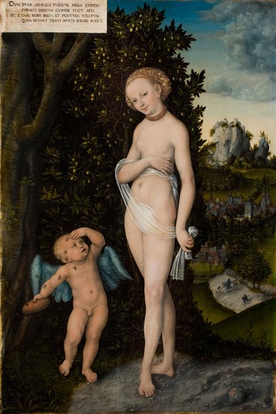 Vênus com Cupido Roubando Mel de Lucas the Elder Cranach