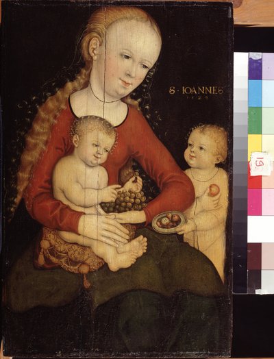 "Virgem e criança com João Baptista como menino" Pintura de Lucas Cranach, o Ancião (1472-1553) Museu Pushkin do século XVI, Moscovo de Lucas the Elder Cranach