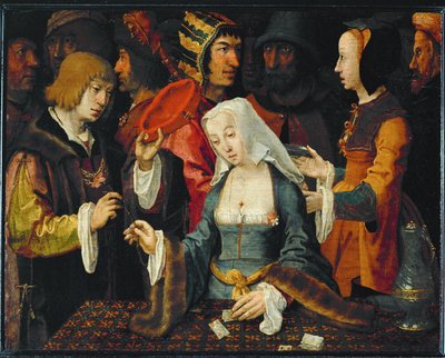 A Tireuse de cartes ... de Lucas van (studio of) Leyden