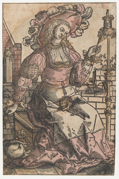 Mulher que gira de Lucas van Leyden (attributed to)