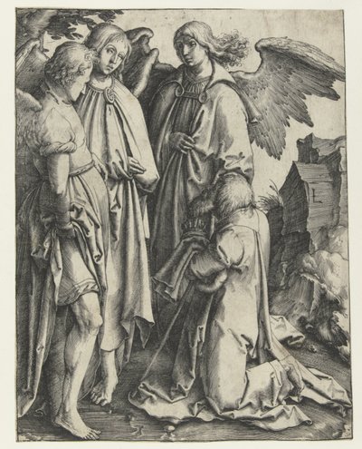 Abraão e os três anjos de Lucas van Leyden