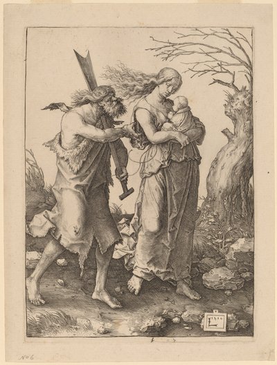 Adão e Eva após sua expulsão do paraíso de Lucas van Leyden
