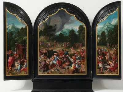 Adoração do bezerro de ouro. Por volta de 1530 de Lucas van Leyden