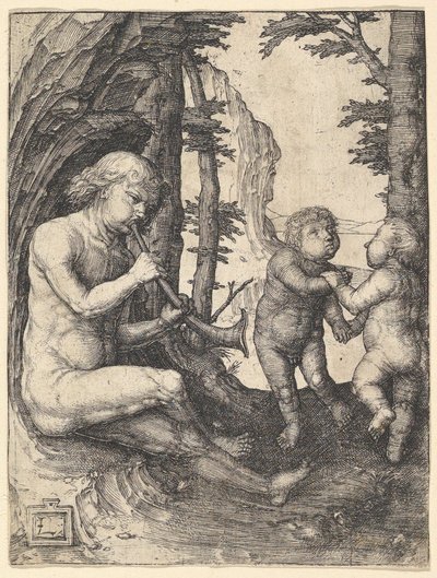 Menino com trompete, ca. 1507 de Lucas van Leyden