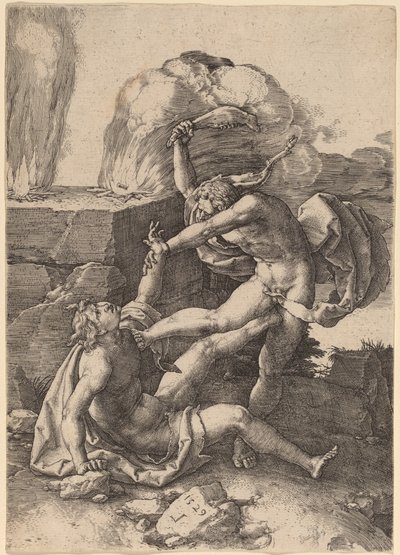 Caim matando Abel de Lucas van Leyden