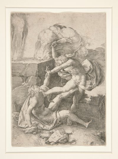Caim Matando Abel, da História de Adão e Eva de Lucas van Leyden
