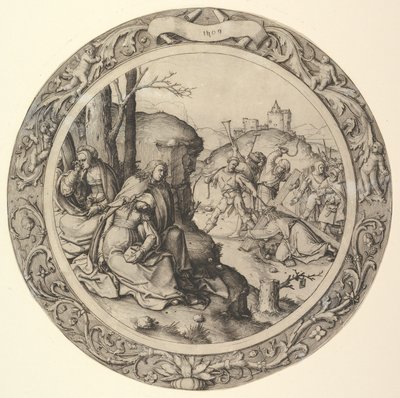 Cristo que Carrega a Cruz, da Paixão Circular, 1509. de Lucas van Leyden