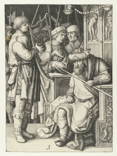Davi toca harpa para Saul de Lucas van Leyden