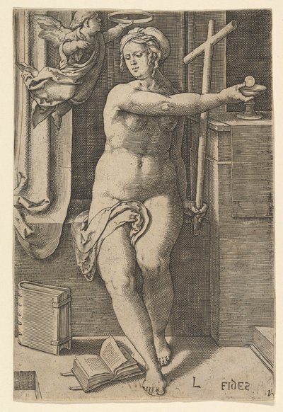 Faith Fides, da série The Seven Virtues, 1530. de Lucas van Leyden