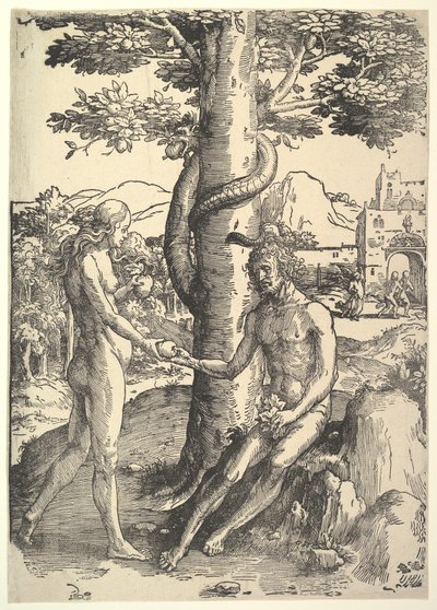 Queda do Homem, Adão e Eva, ca. 1514 de Lucas van Leyden